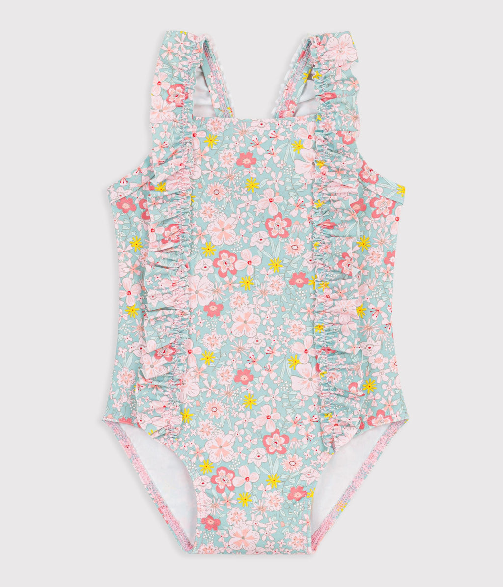 Maillot de bain bébé une pièce à volants, imprimé fleurs