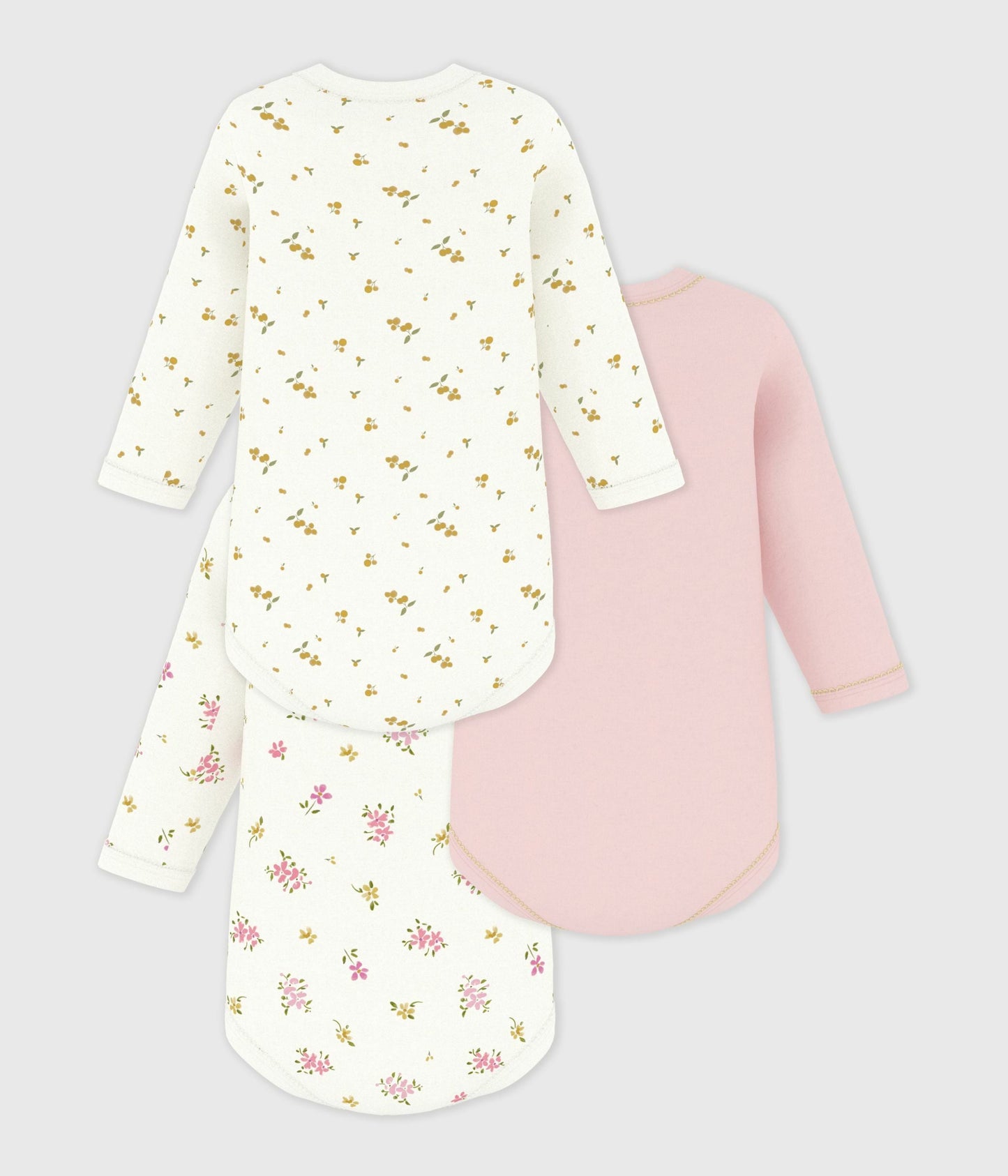 Lot de bodies manches longues en coton imprimé fleuri bébé – D1