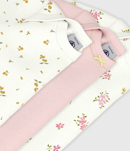 Lot de bodies manches longues en coton imprimé fleuri bébé – Z1