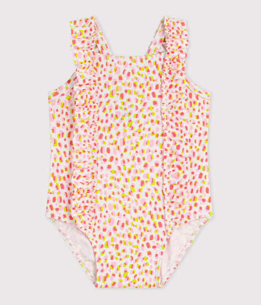 Maillot de bain bébé une pièce à volants, imprimé – F1