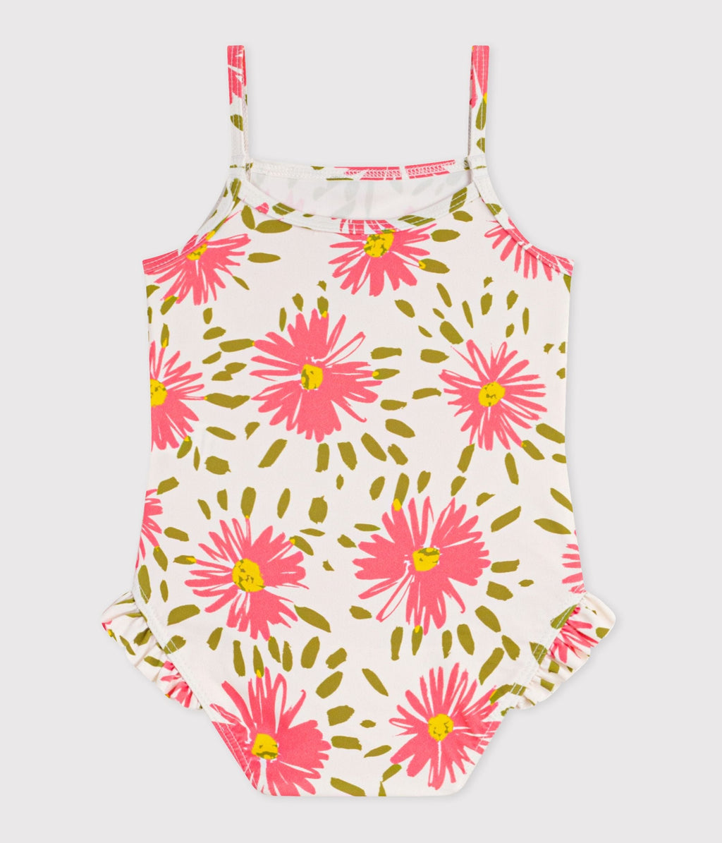Maillot de bain bébé une pièce à volants, imprimé fleurs – D1