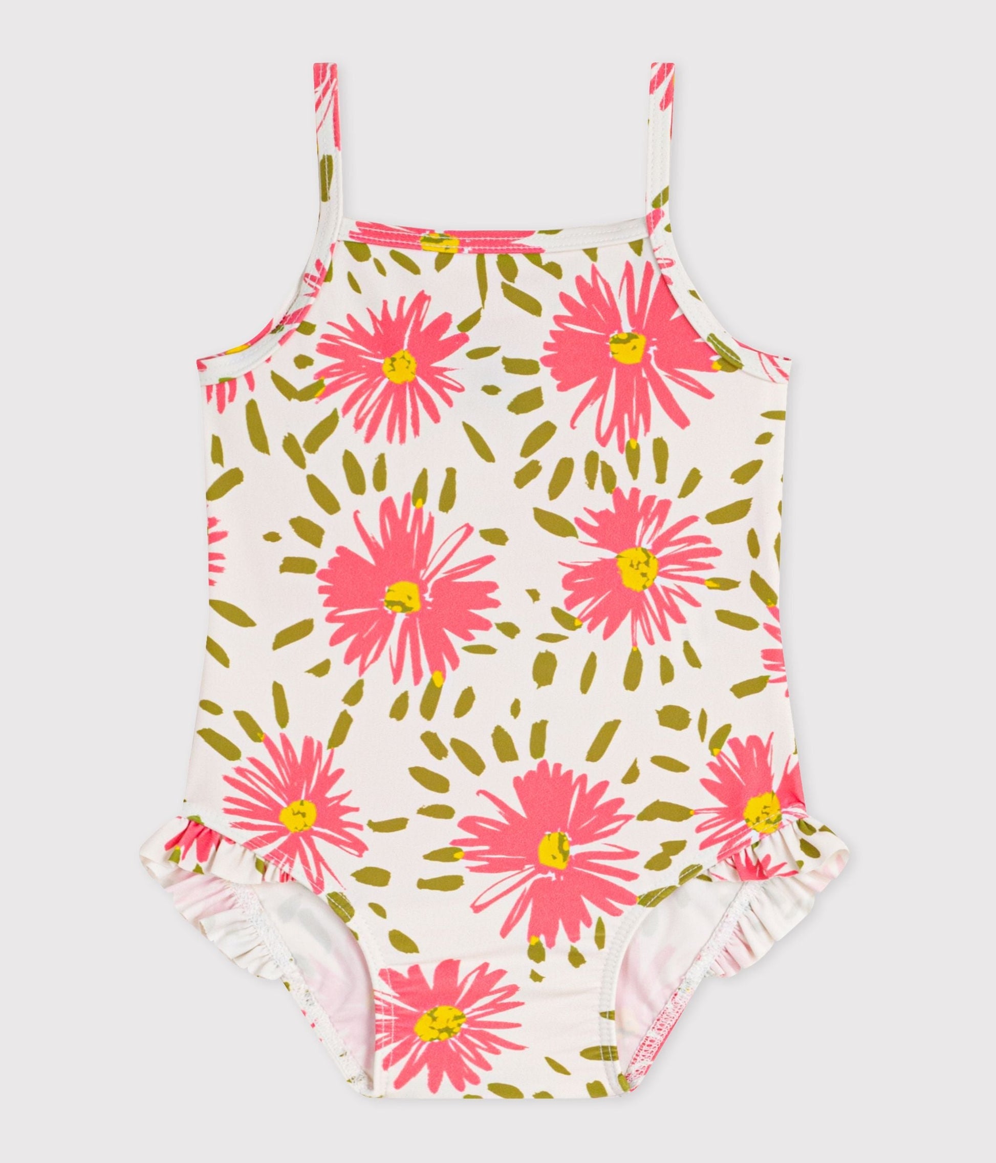 Maillot de bain bébé une pièce à volants, imprimé fleurs – F1
