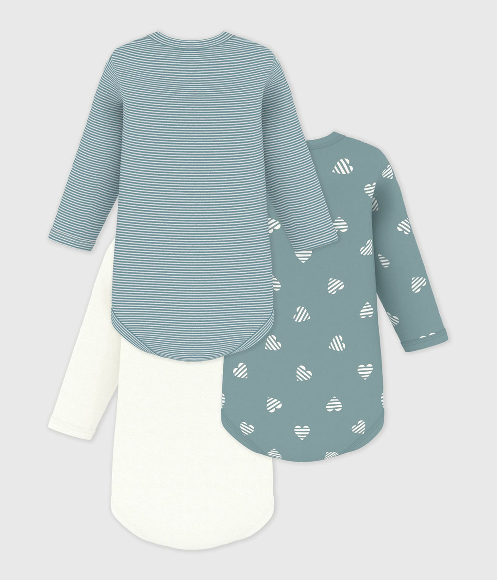 Lot de bodies manches longues en coton imprimé cœur bébé – D1