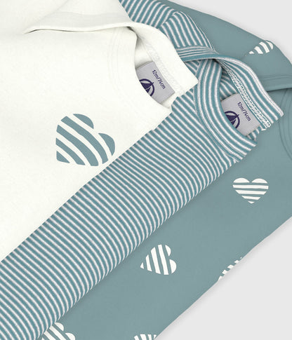 Lot de bodies manches longues en coton imprimé cœur bébé – Z1