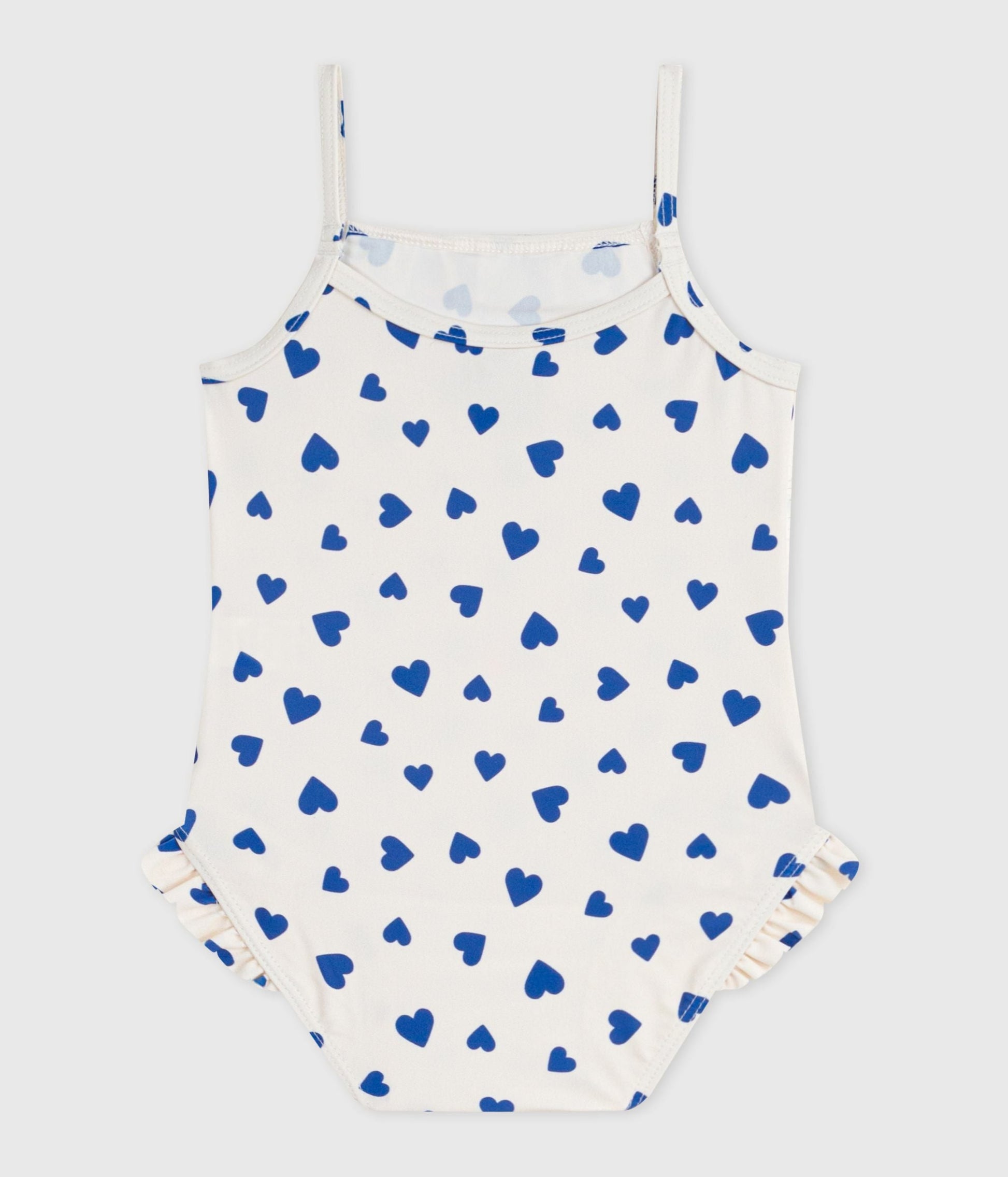 Maillot de bain bébé une pièce à volants, imprimé cœurs – D1