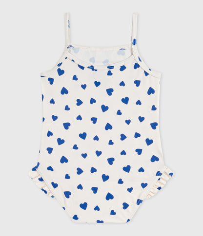 Maillot de bain bébé une pièce à volants, imprimé cœurs – D1