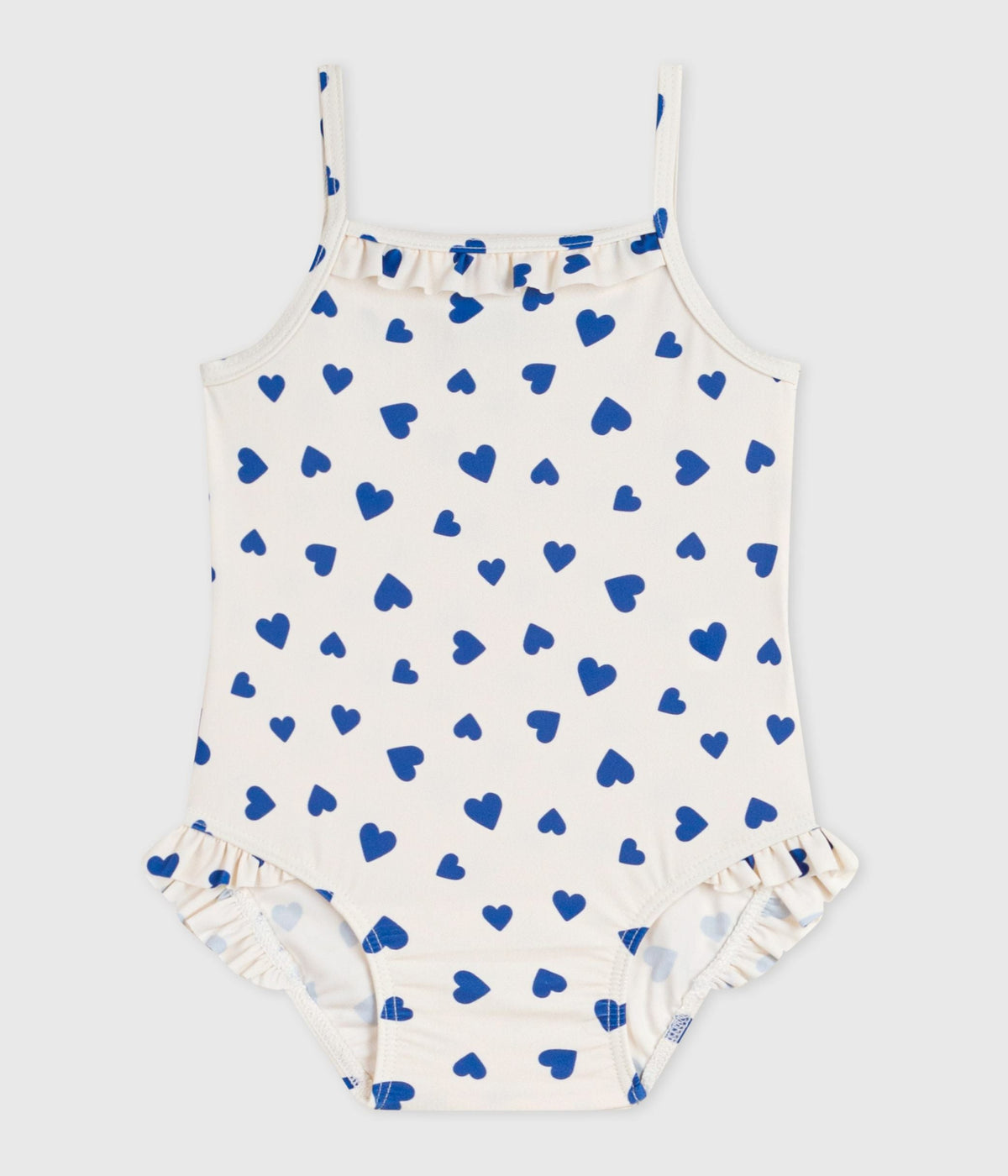 Maillot de bain bébé une pièce à volants, imprimé cœurs – F1