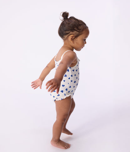 Maillot de bain bébé une pièce à volants, imprimé cœurs – J2