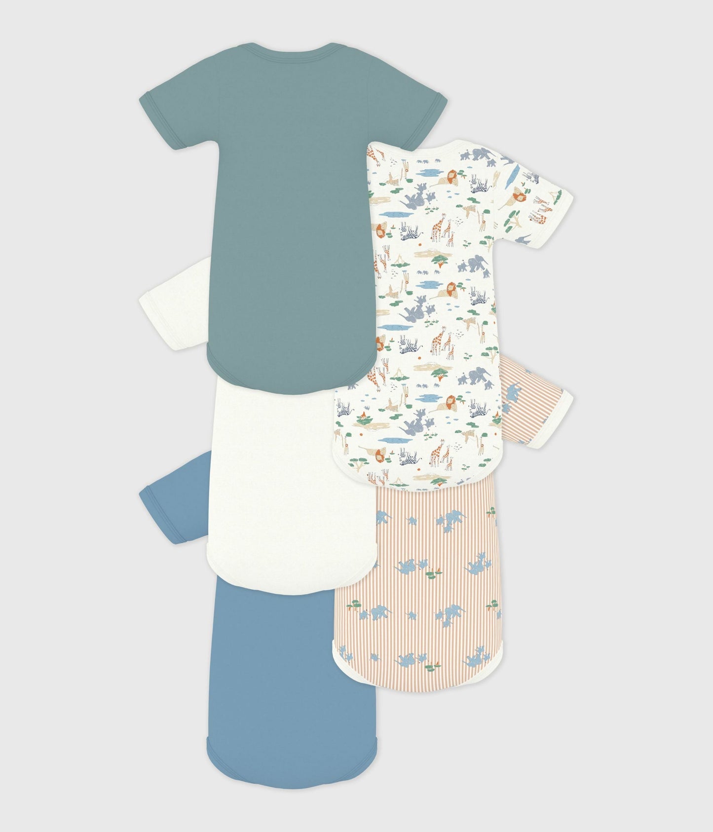 Lot de bodies manches courtes en coton imprimé bébé – D1