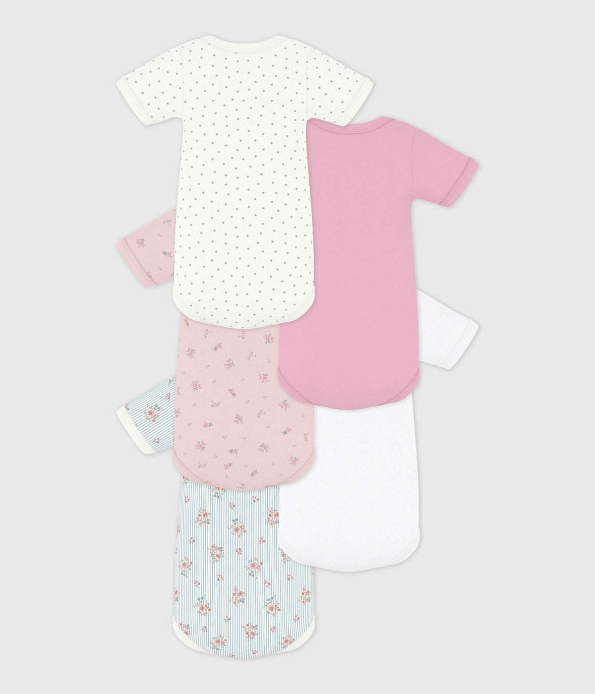 Lot de bodies manches courtes en coton imprimé fleuri bébé – D1