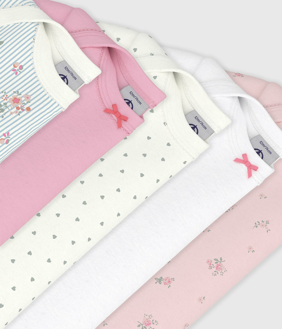 Lot de bodies manches courtes en coton imprimé fleuri bébé – Z1