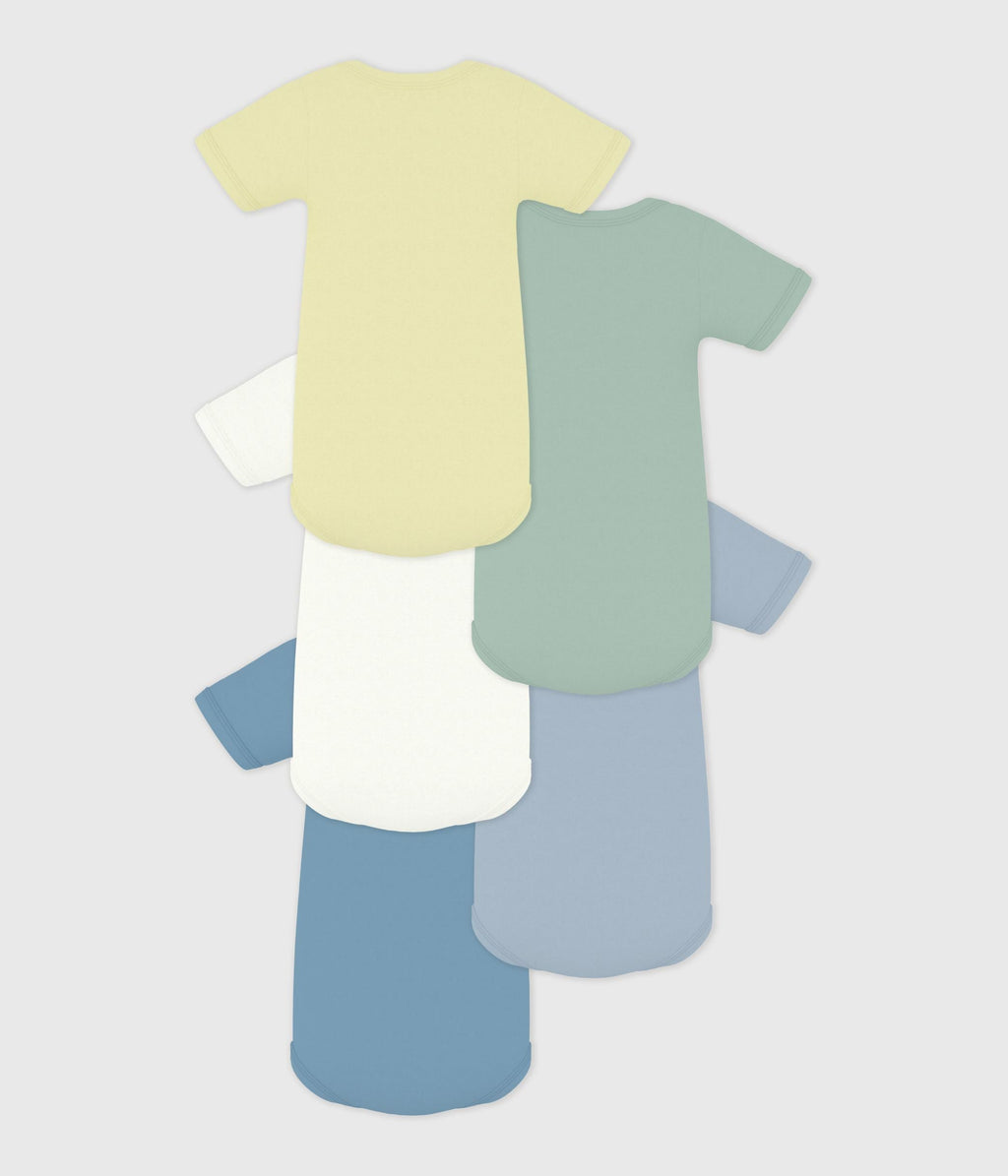 Lot de bodies manches courtes en coton uni bébé – D1