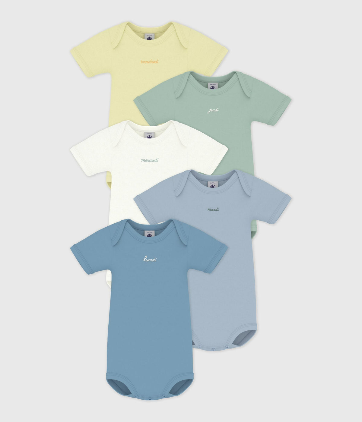 Lot de bodies manches courtes en coton uni bébé – F1