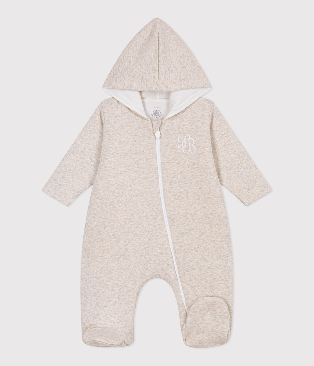 Combinaison ouatinée bébé à capuche et pieds, unie – F1