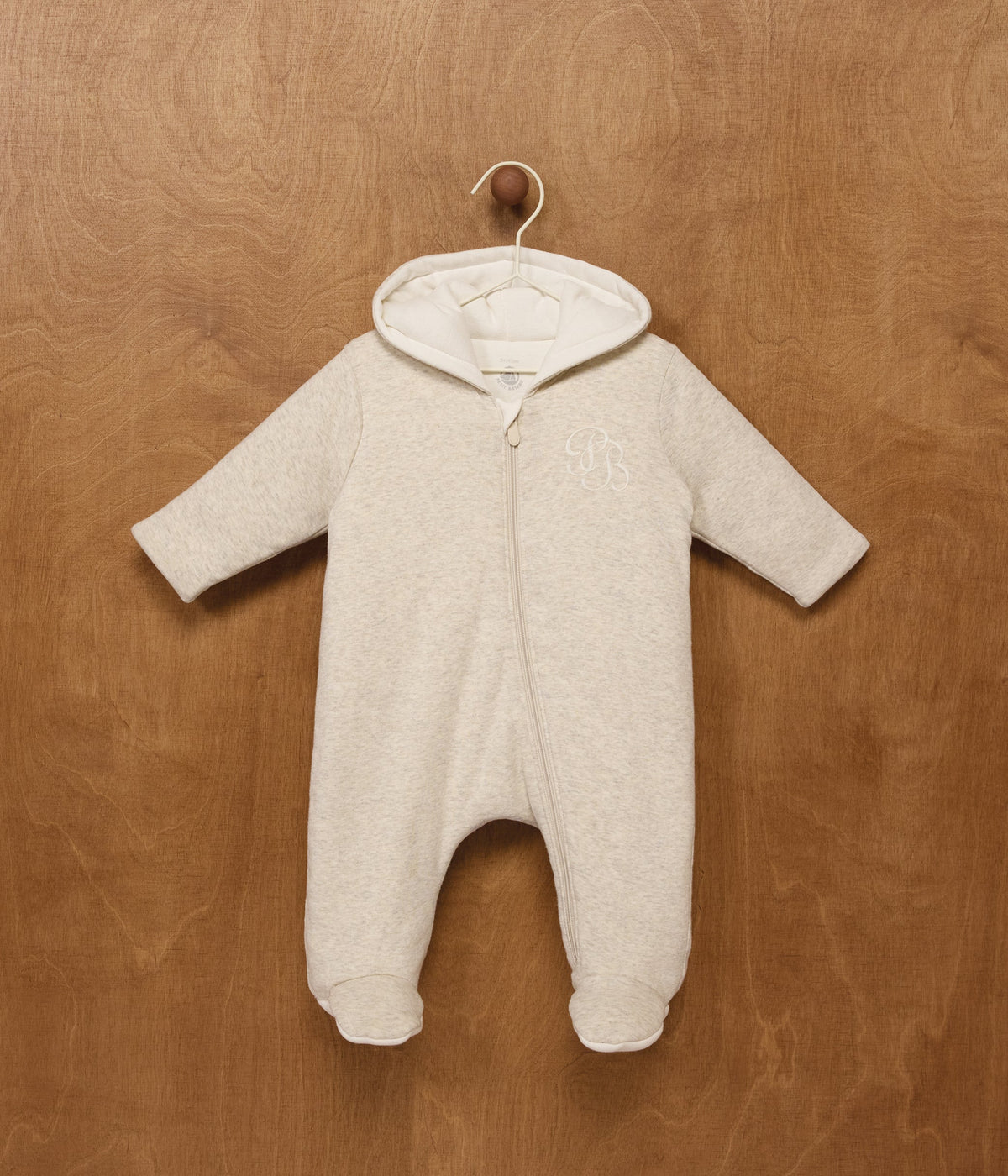 Combinaison ouatinée bébé à capuche et pieds, unie – J1