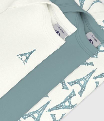 Lot de bodies manches courtes en coton imprimé Tour Eiffel bébé – Z1