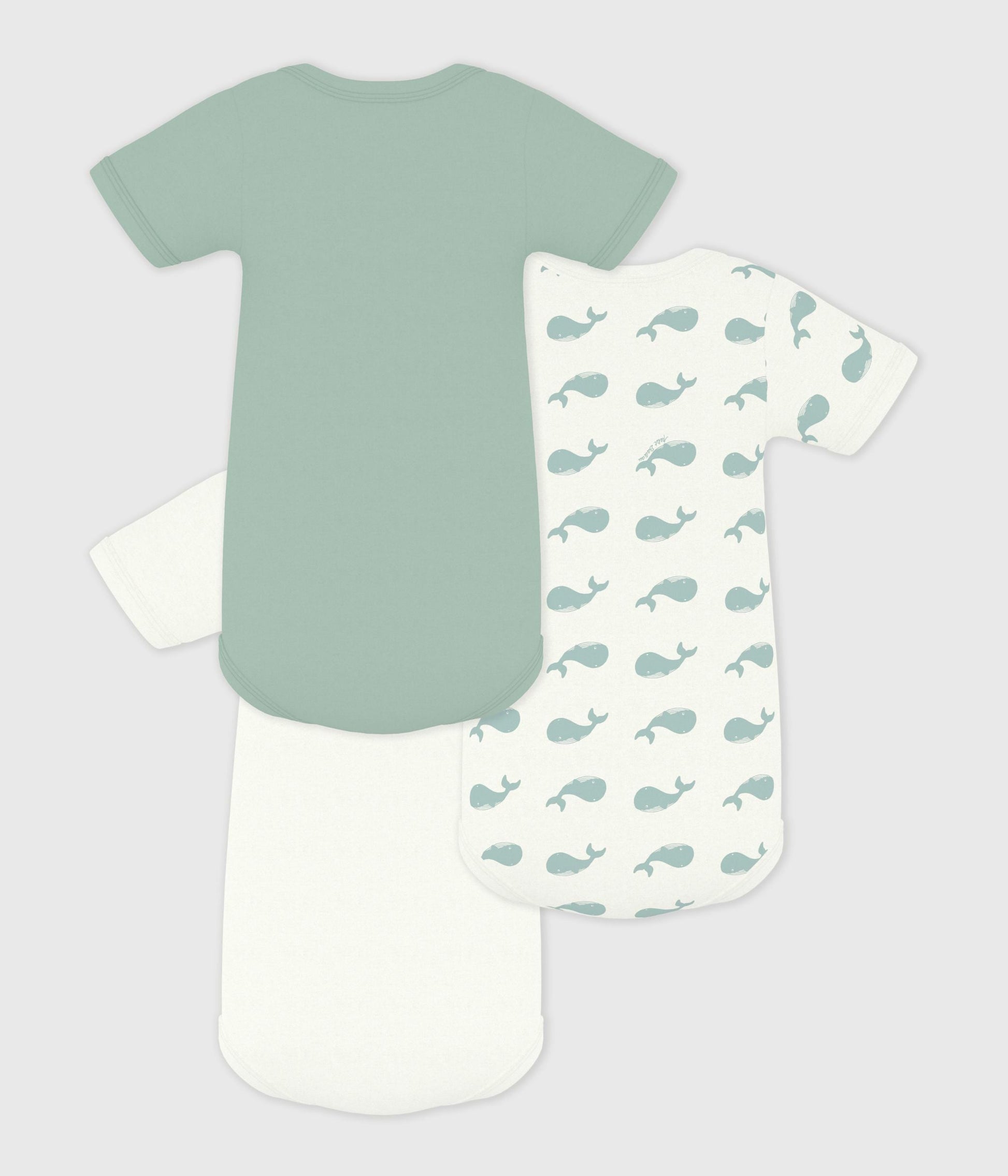 Lot de bodies manches courtes en coton imprimé baleines bébé – D1