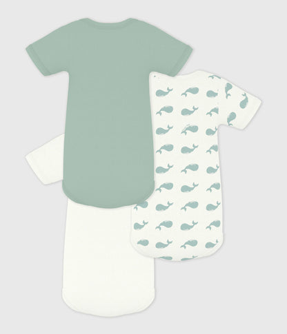 Lot de bodies manches courtes en coton imprimé baleines bébé – D1