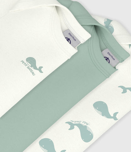 Lot de bodies manches courtes en coton imprimé baleines bébé – Z1