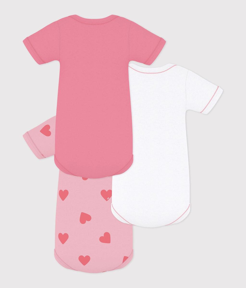 Lot de bodies manches courtes en coton imprimé cœur bébé – D1