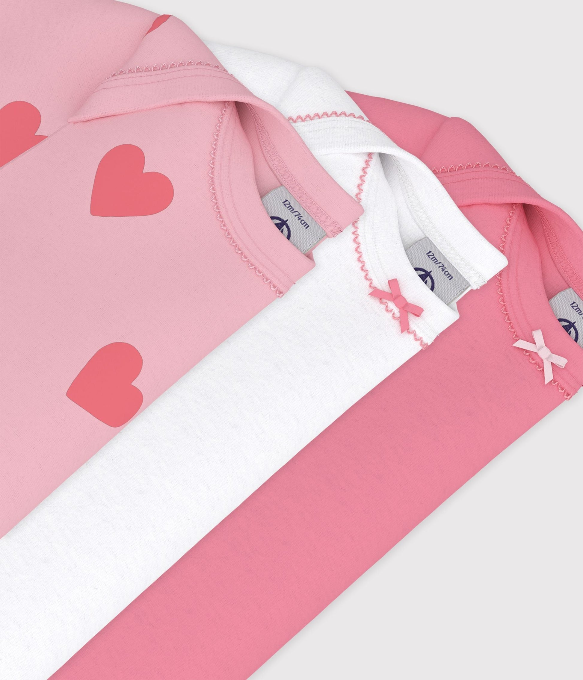 Lot de bodies manches courtes en coton imprimé cœur bébé – Z1