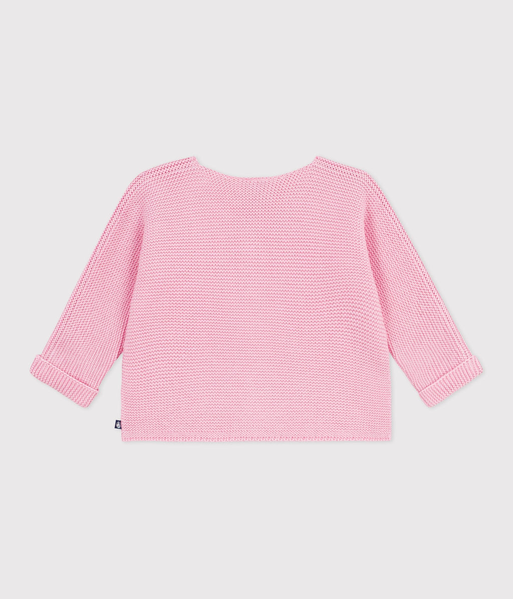 Cardigan bébé tricot point mousse en coton – D1