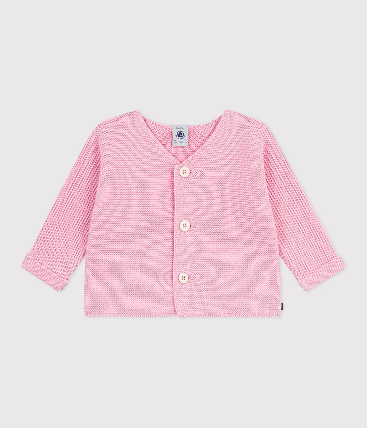 Cardigan bébé tricot point mousse en coton – F1