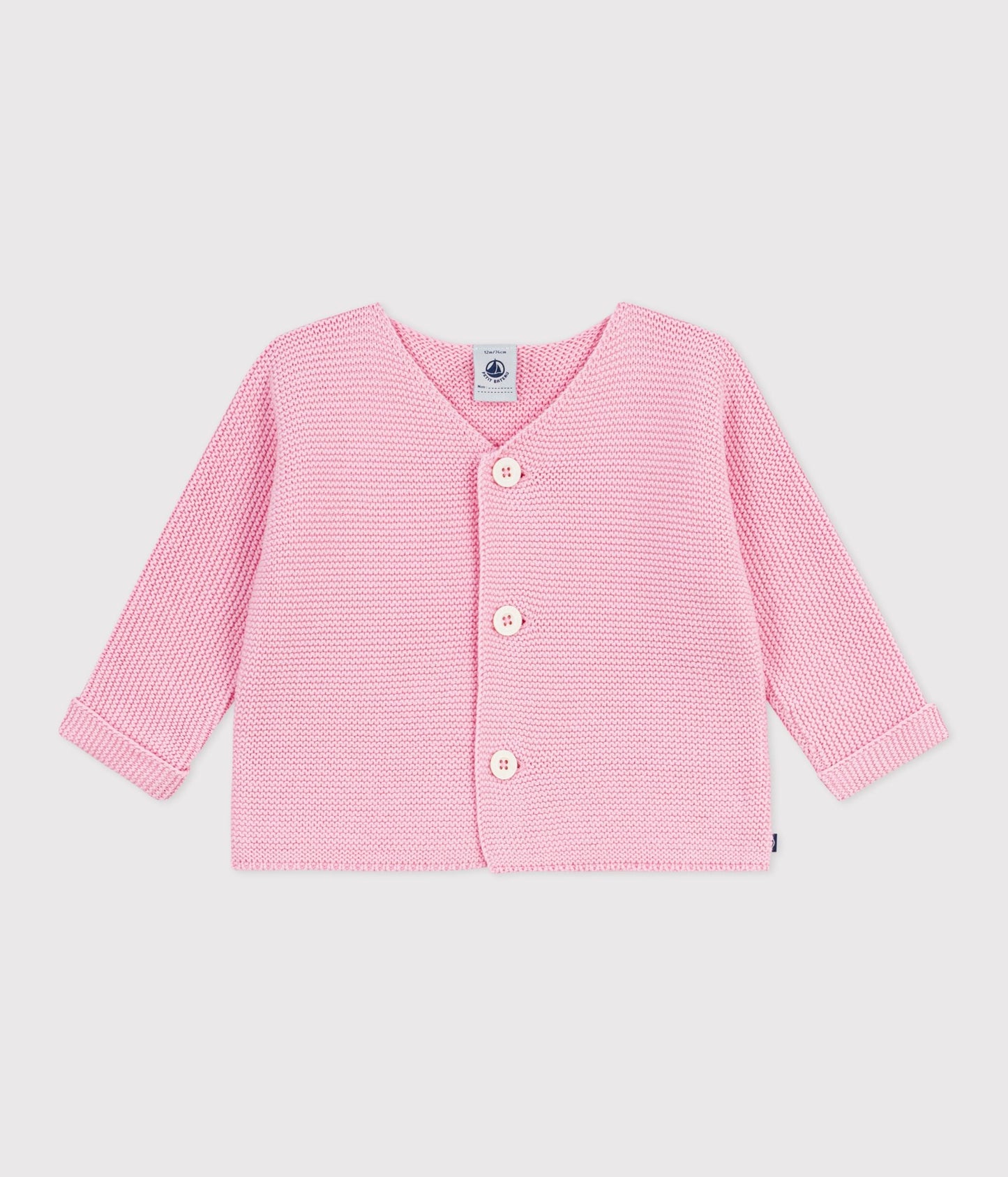 Cardigan bébé tricot point mousse en coton – F1