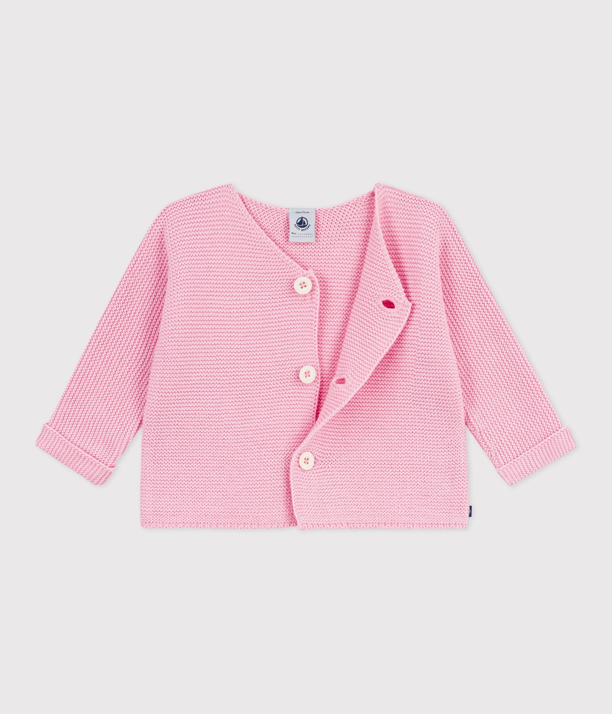 Cardigan bébé tricot point mousse en coton – F2