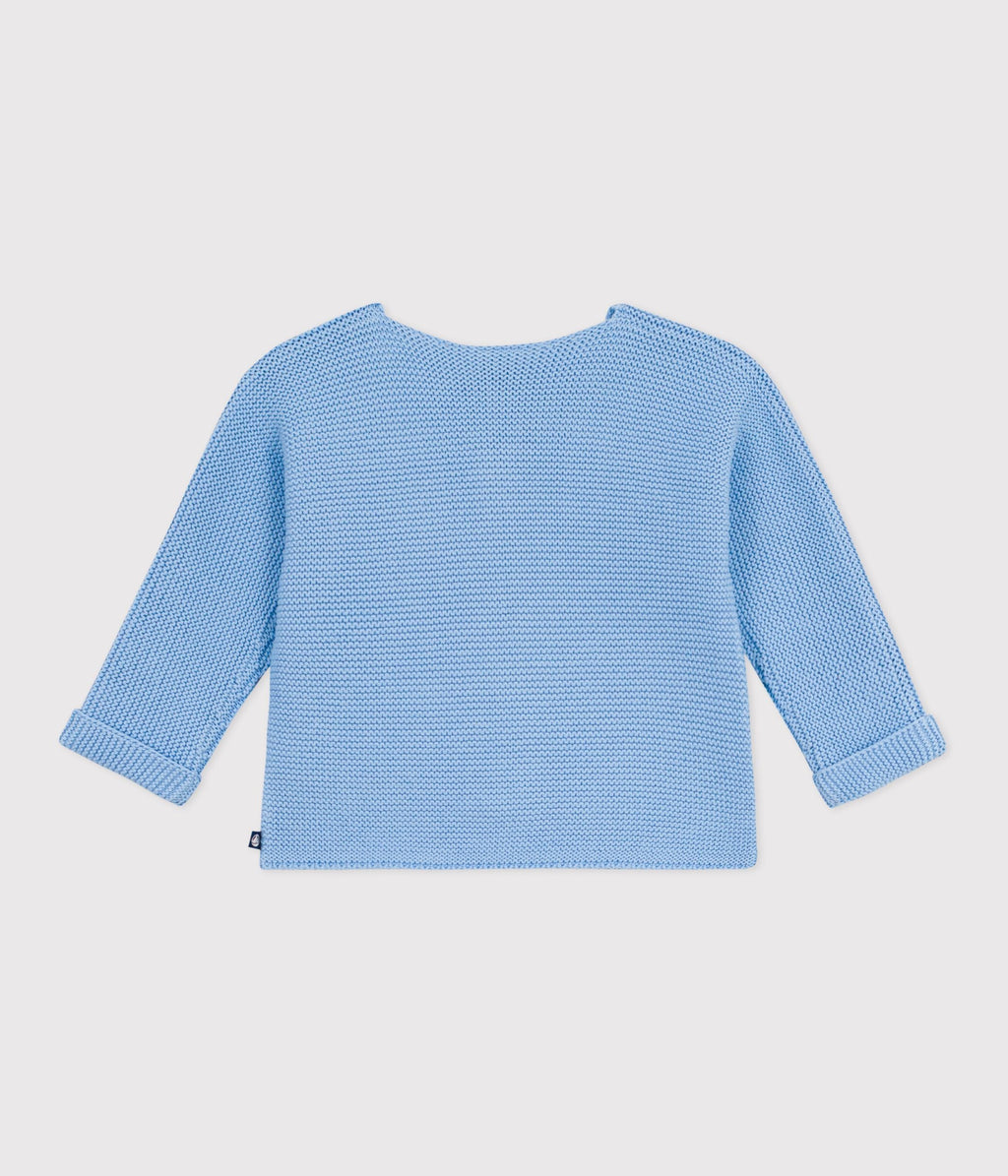Cardigan bébé tricot point mousse en coton – D1