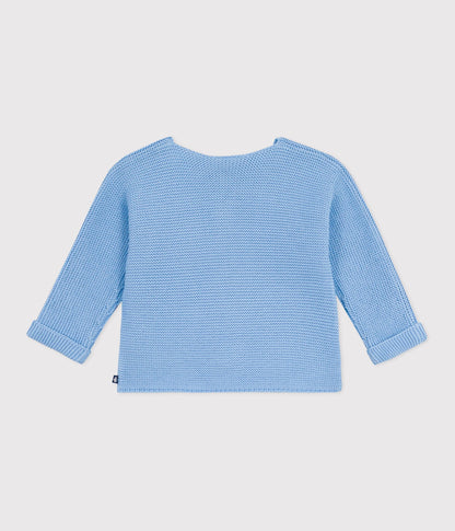 Cardigan bébé tricot point mousse en coton – D1
