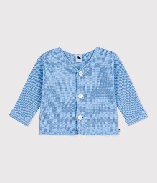Cardigan bébé tricot point mousse en coton – F1