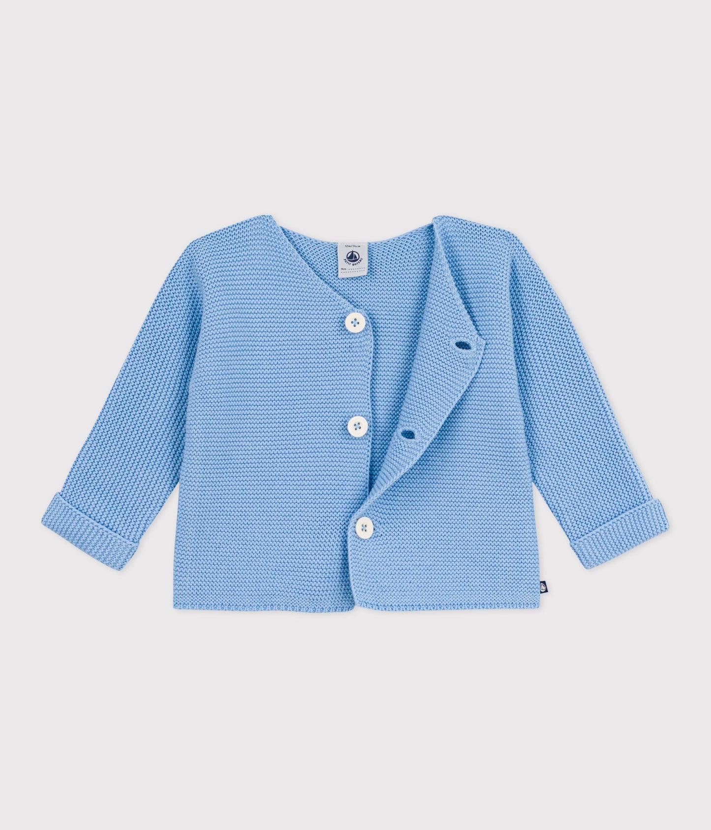 Cardigan bébé tricot point mousse en coton – F2