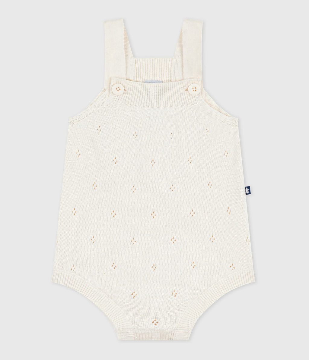 Combinaison courte bébé en tricot de coton ajouré – F1
