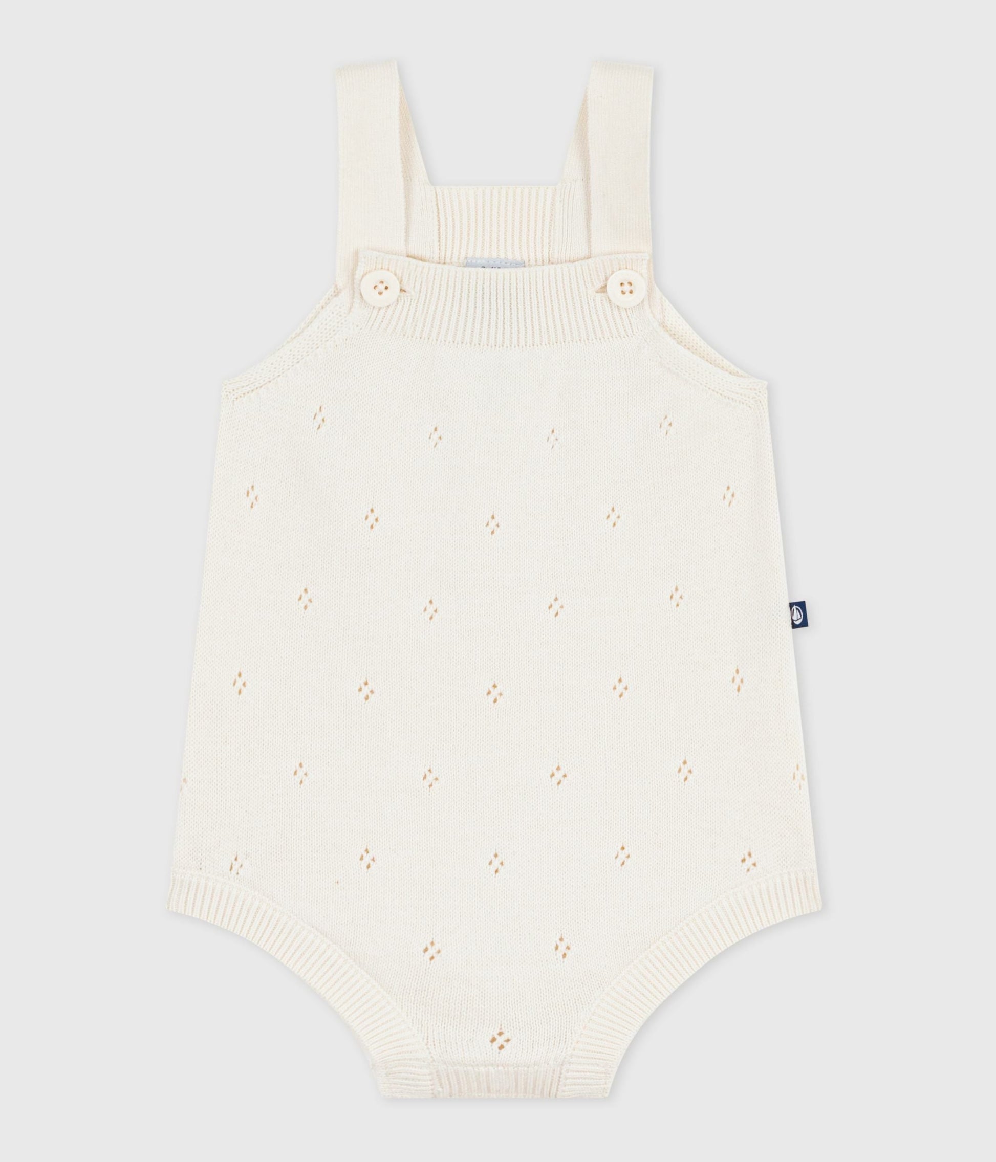 Combinaison courte bébé en tricot de coton ajouré – F1