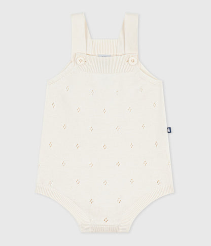 Combinaison courte bébé en tricot de coton ajouré – F1