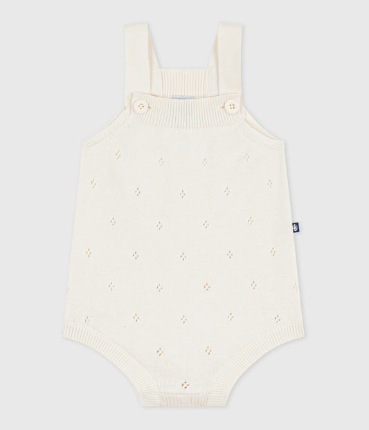 Combinaison courte bébé en tricot de coton ajouré – F1