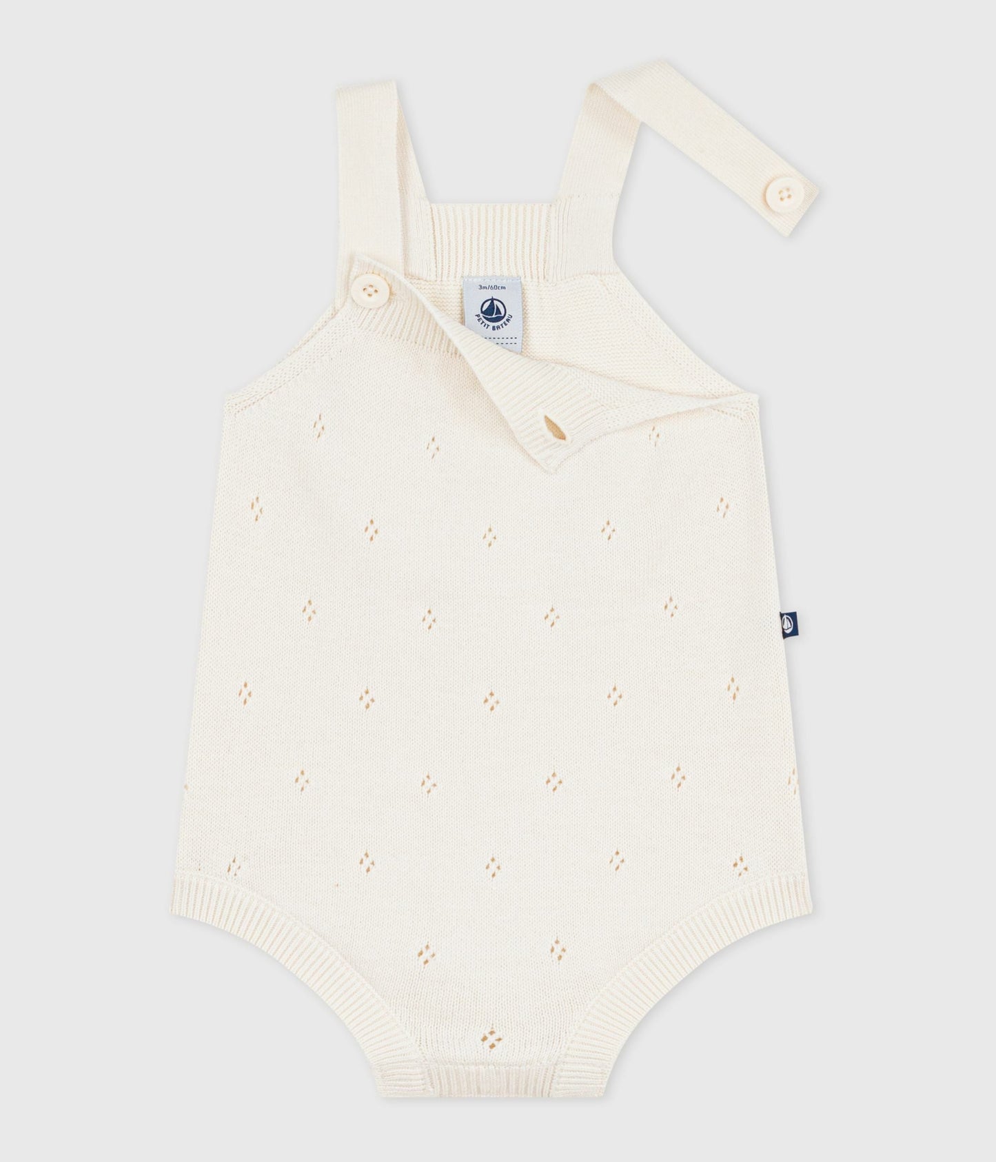 Combinaison courte bébé en tricot de coton ajouré – F2