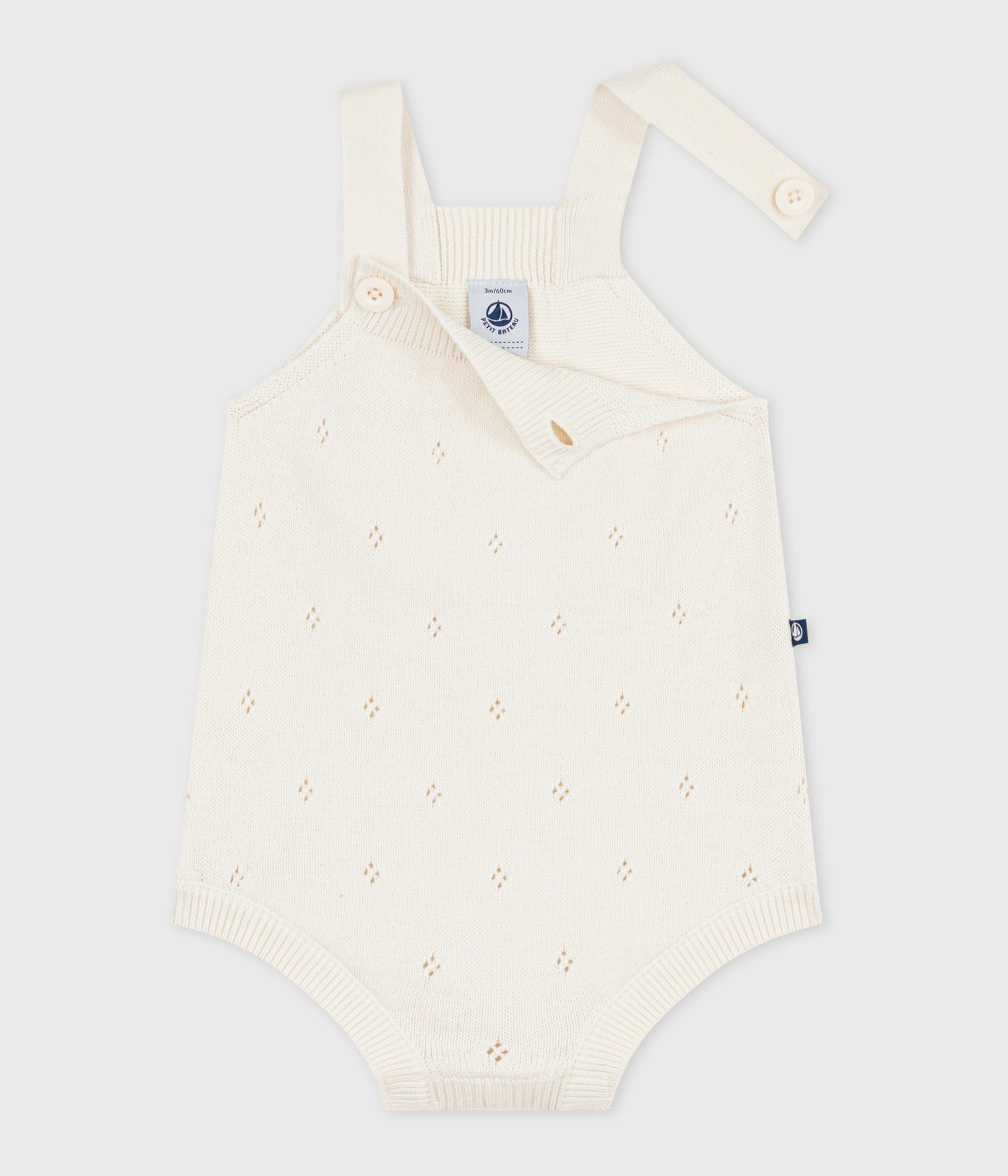 Combinaison courte bébé en tricot de coton ajouré – F2