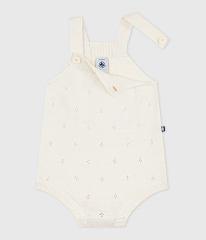Combinaison courte bébé en tricot de coton ajouré – F2