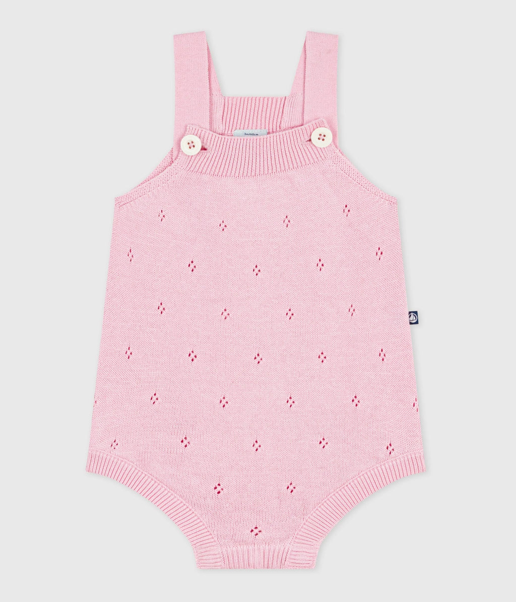 Combinaison courte bébé en tricot de coton ajouré – F1