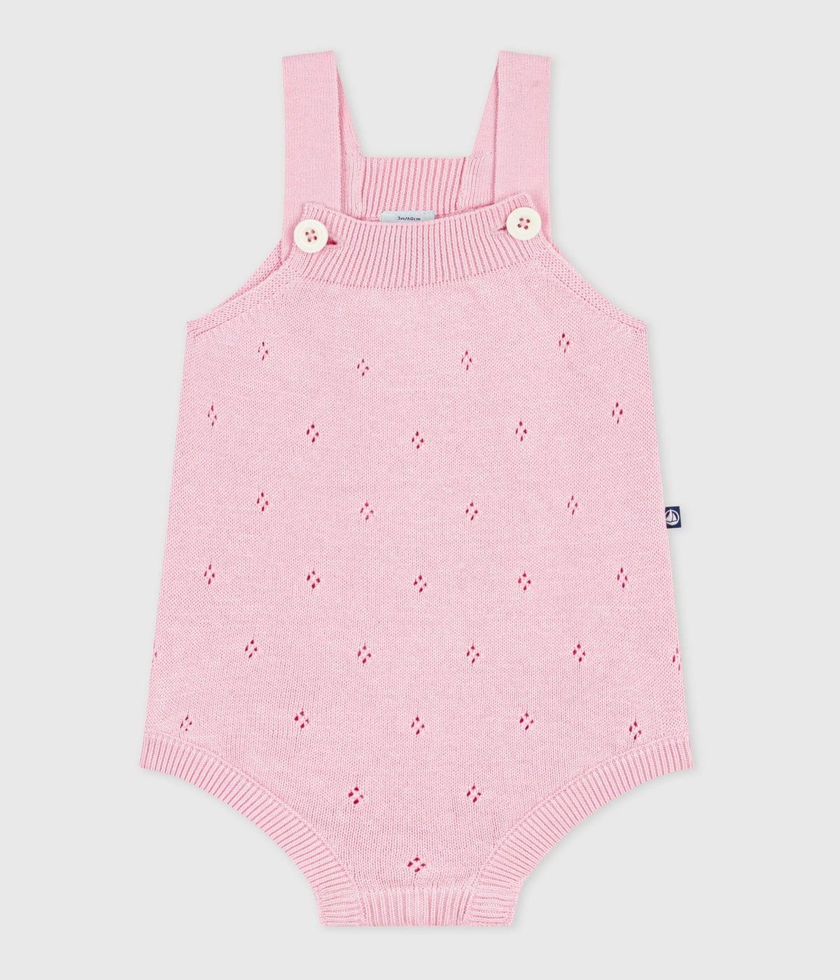Combinaison courte bébé en tricot de coton ajouré – F1
