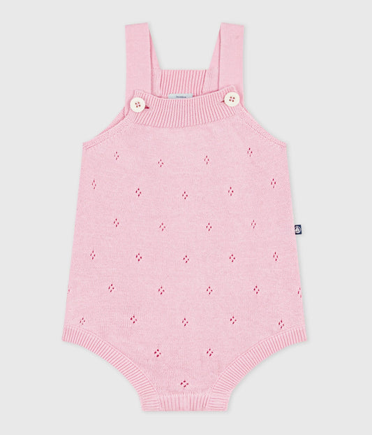 Combinaison courte bébé en tricot de coton ajouré – F1
