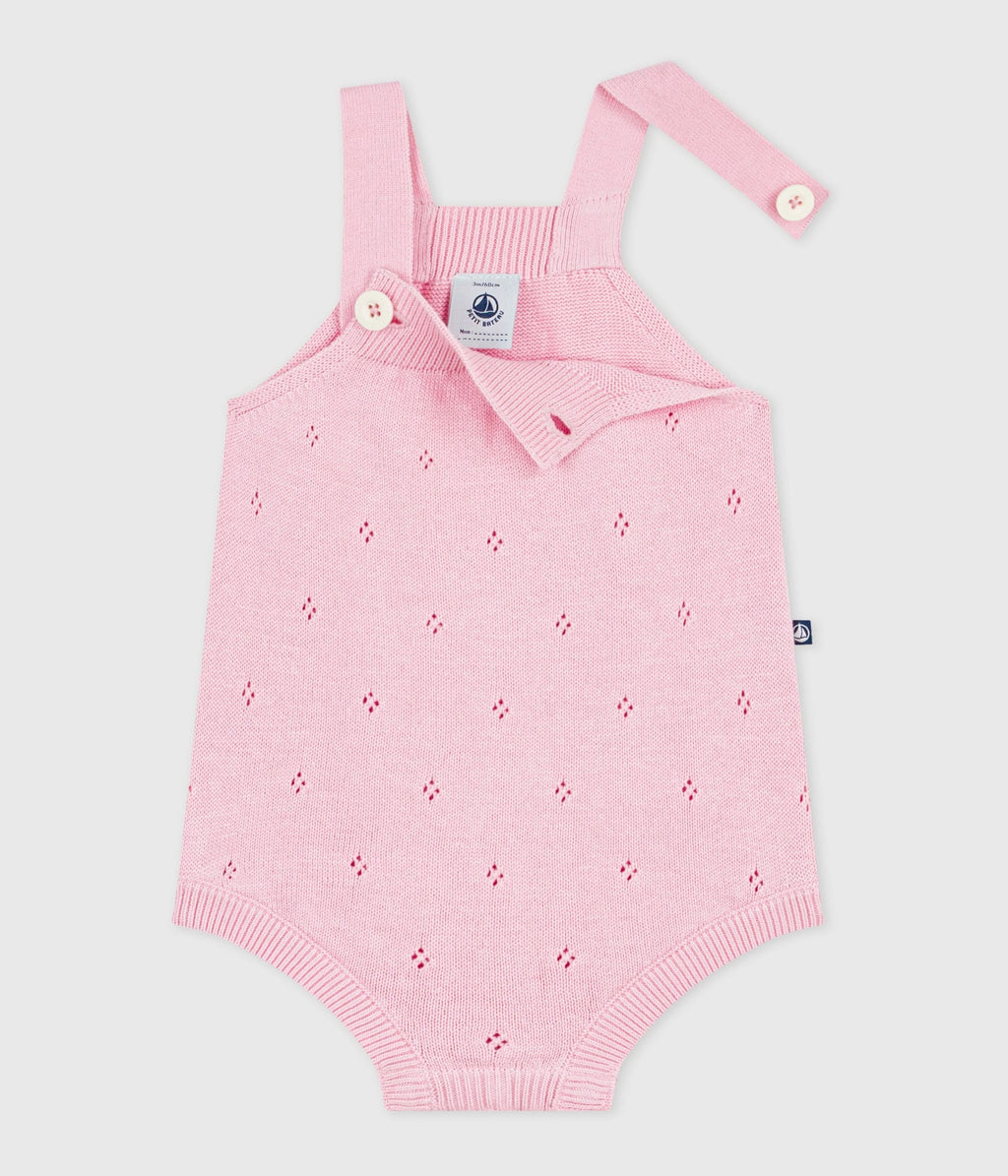 Combinaison courte bébé en tricot de coton ajouré – F2