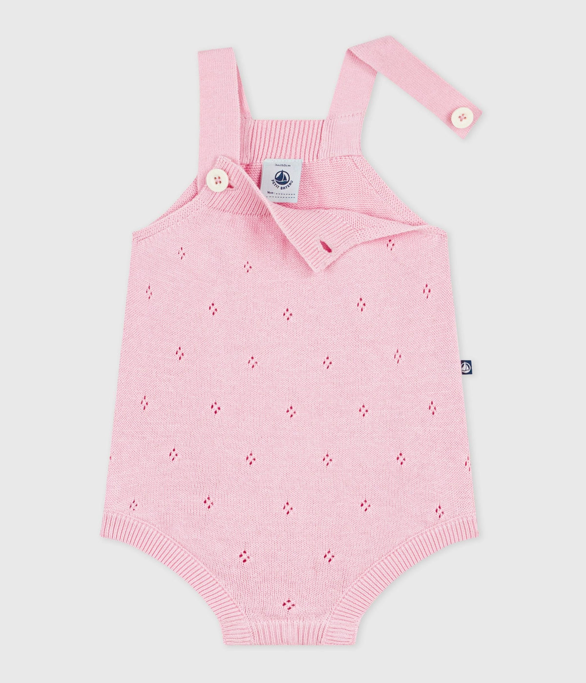 Combinaison courte bébé en tricot de coton ajouré – F2