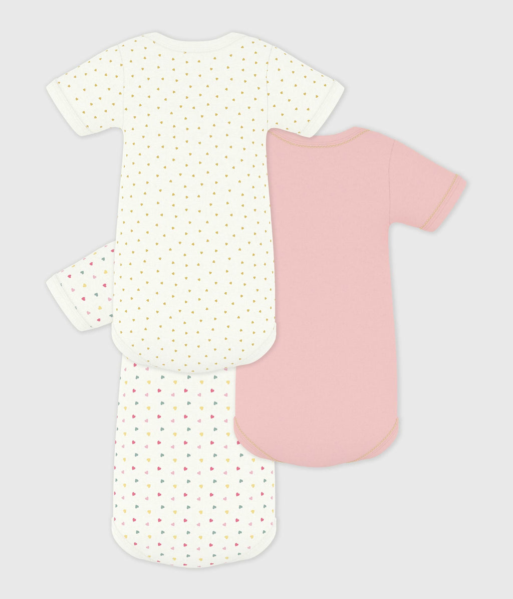 Lot de bodies manches courtes en coton imprimé mini cœur bébé – D1