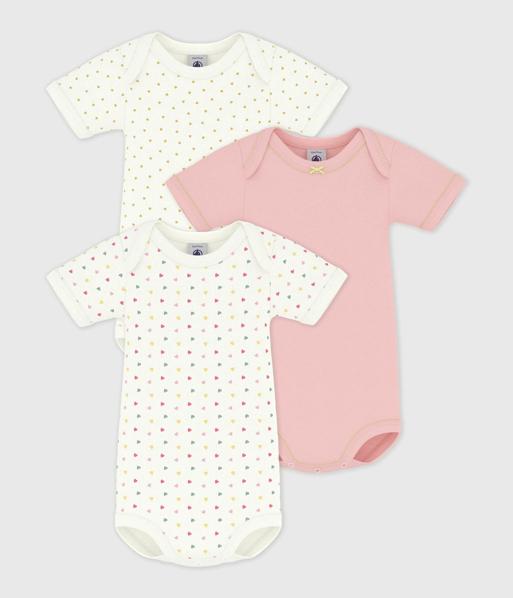 Lot de bodies manches courtes en coton imprimé mini cœur bébé – F1