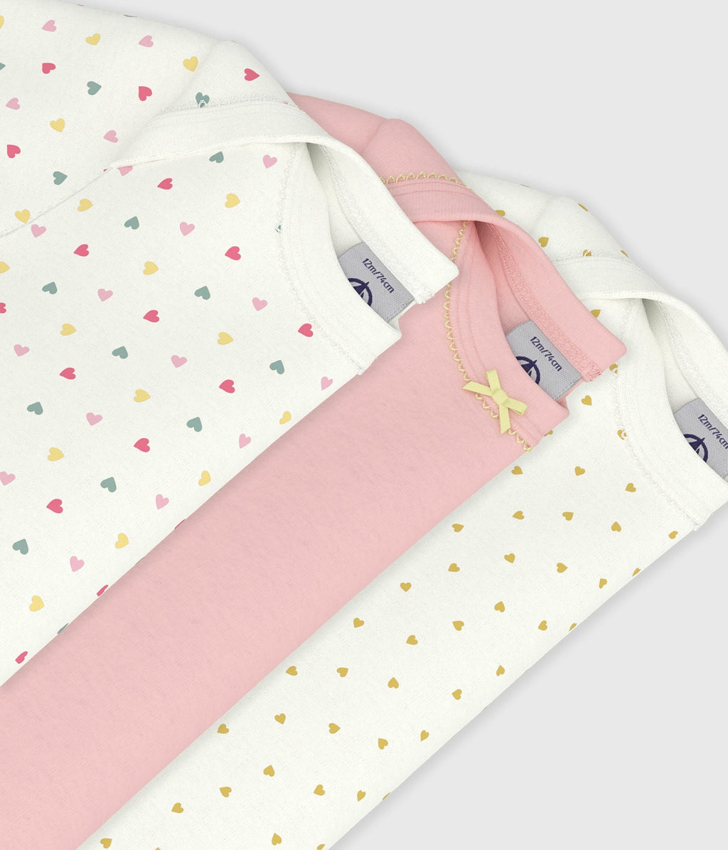 Lot de bodies manches courtes en coton imprimé mini cœur bébé – Z1