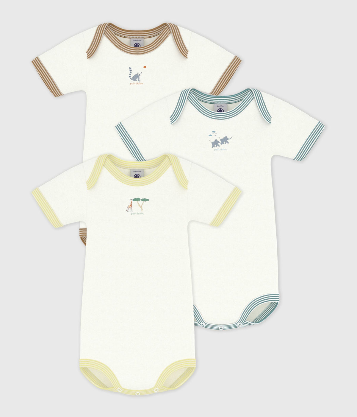 Lot de bodies manches courtes en coton uni bébé – F1