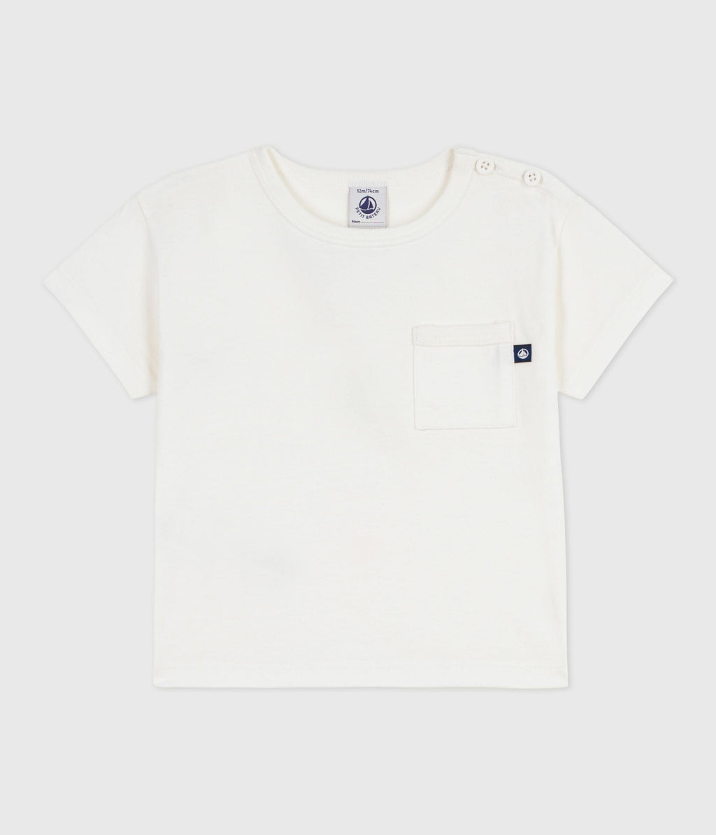 Tee-shirt bébé en coton à manches courtes, uni – F1